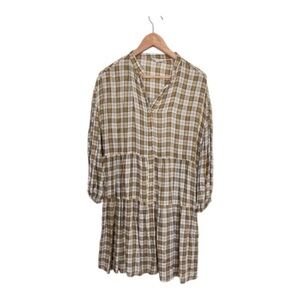 Max Studio Plaid Button-Down Tunic Dress size S
